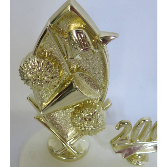 VINTAGE 2001 Cheerleading Trophy School Sports Pom Poms Megaphone White Base - Picture 3 of 7